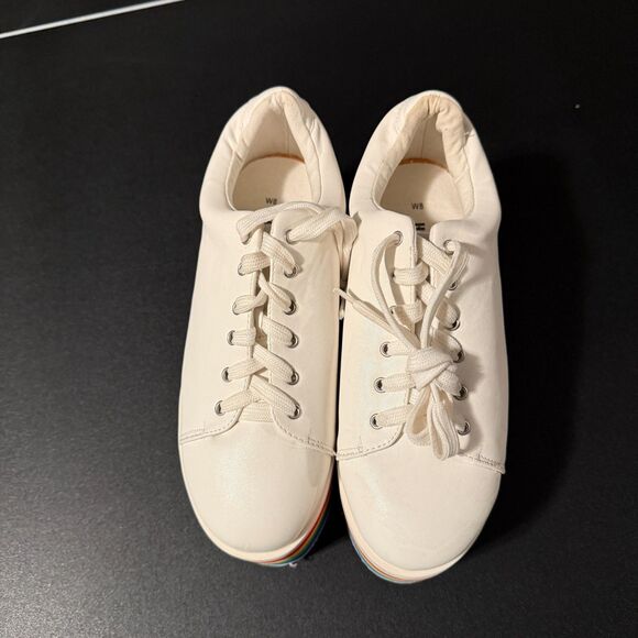 Hot Topic White Rainbow Platform Sneakers Women's Size 8 Pride Festival Y2K Goth - Picture 2 of 8